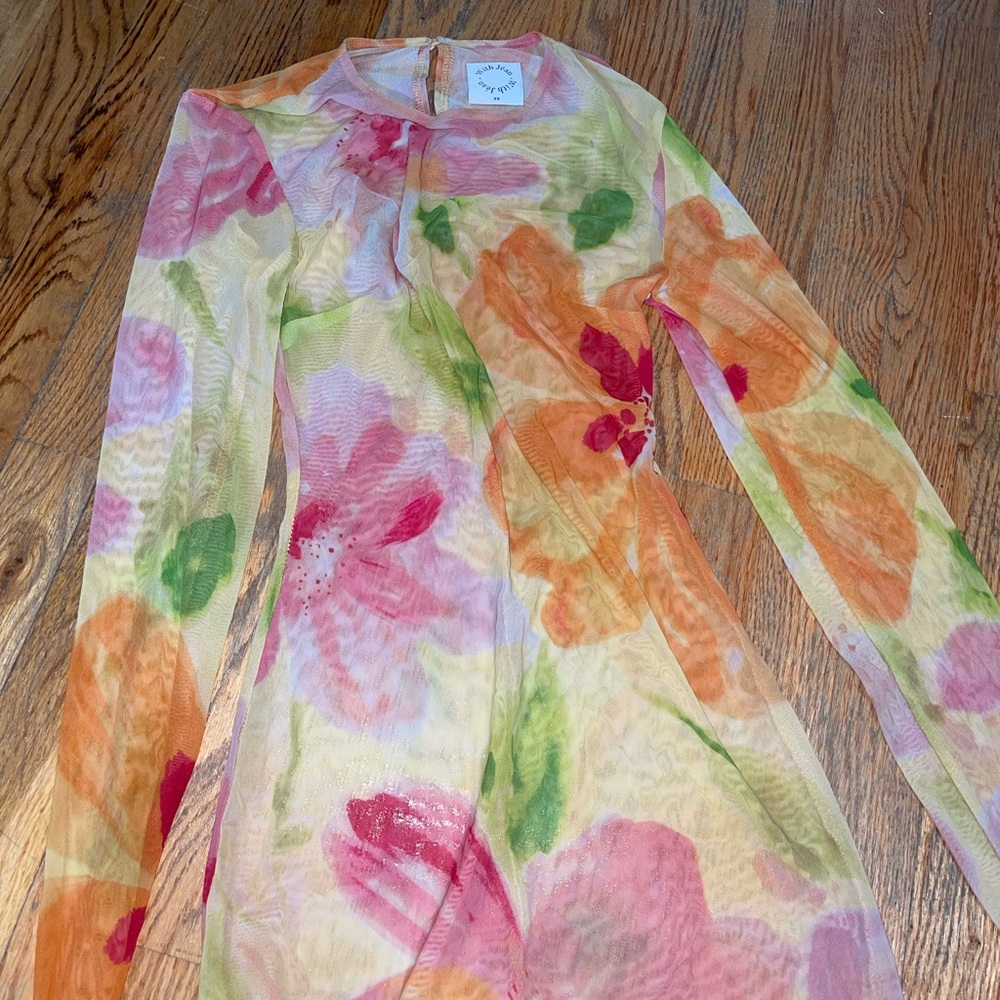 With Jean Floral Sheer Dress